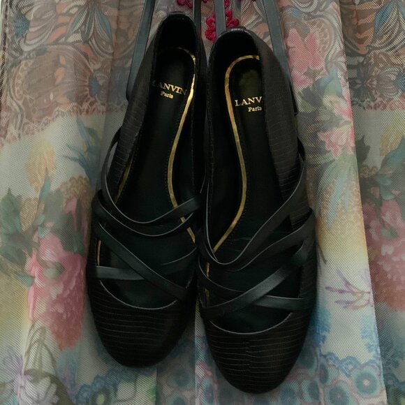 Lanvin Crossband Laced Ballerina Flats